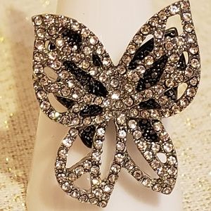 Black & White CZ Butterfly Ring
